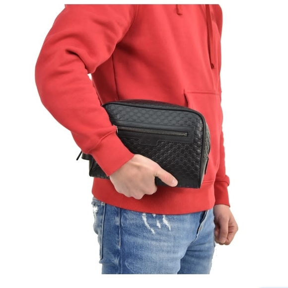 Authentic GG Microguccissima Leather Toiletry Case Black 419775 - Picture 2 of 16